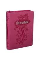 Biblia Sagrada PEQUENA - Letra Grande - Zíper e Índice Pink