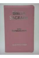 Bíblia Letra ExtraGigante CPP - Cor Rosa com Zíper