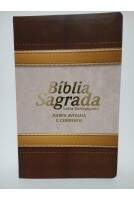 Bíblia Letra ExtraGigante com Harpa Avivada e Corinhos CPP - Cor Marrom e Dourado Com Bordas