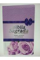 Bíblia Letra ExtraGigante com Harpa Avivada e Corinhos CPP - Lilás Floral com Borda