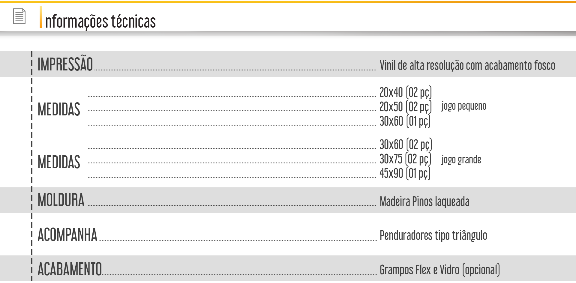 Especificações Tecnicas Quadros Decorativos