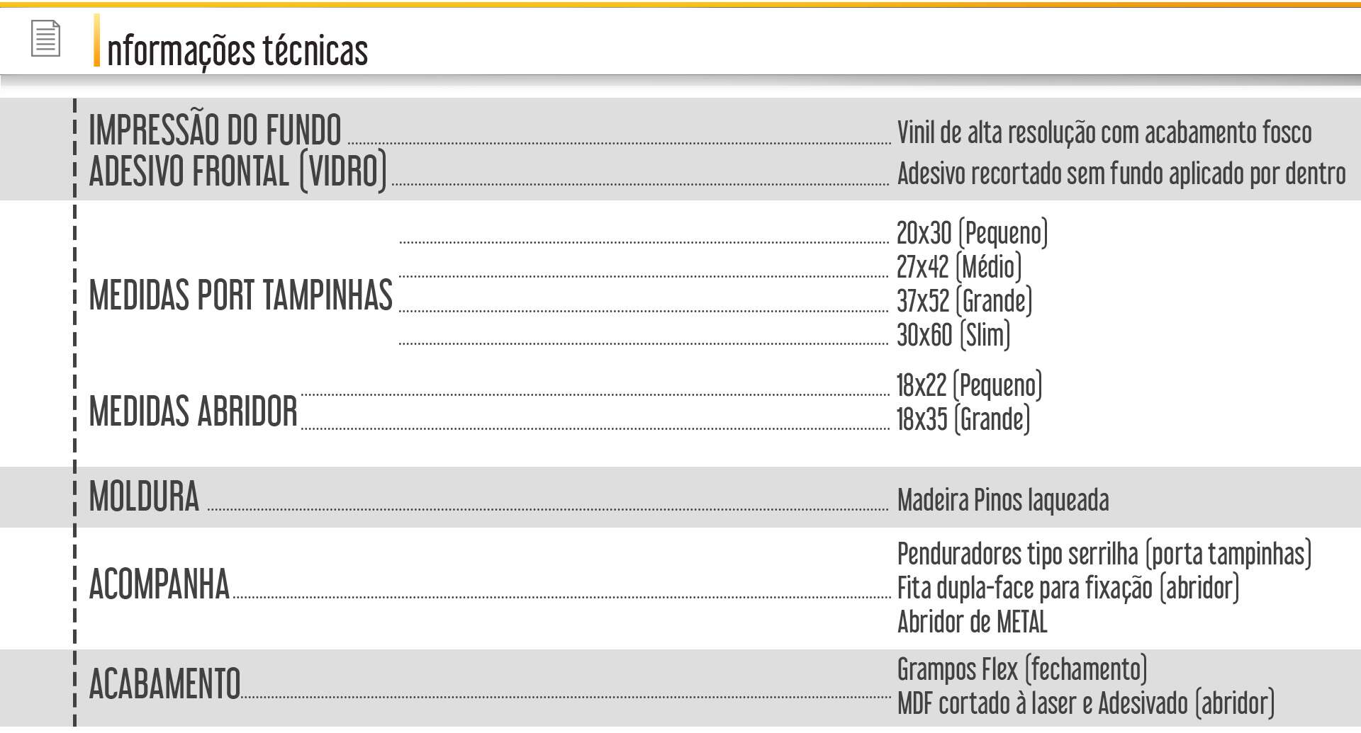 Especificacoes Tecnicas Kit Porta Tampinhas e Abridor