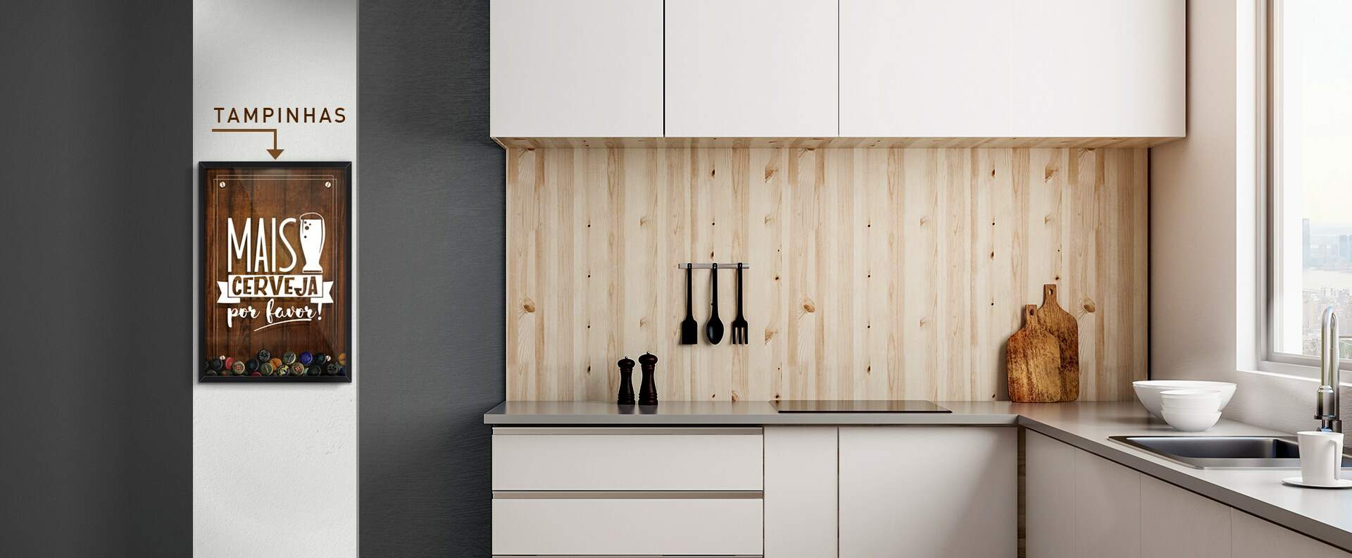 Quadro Decorativo Porta Tampinhas Mini
