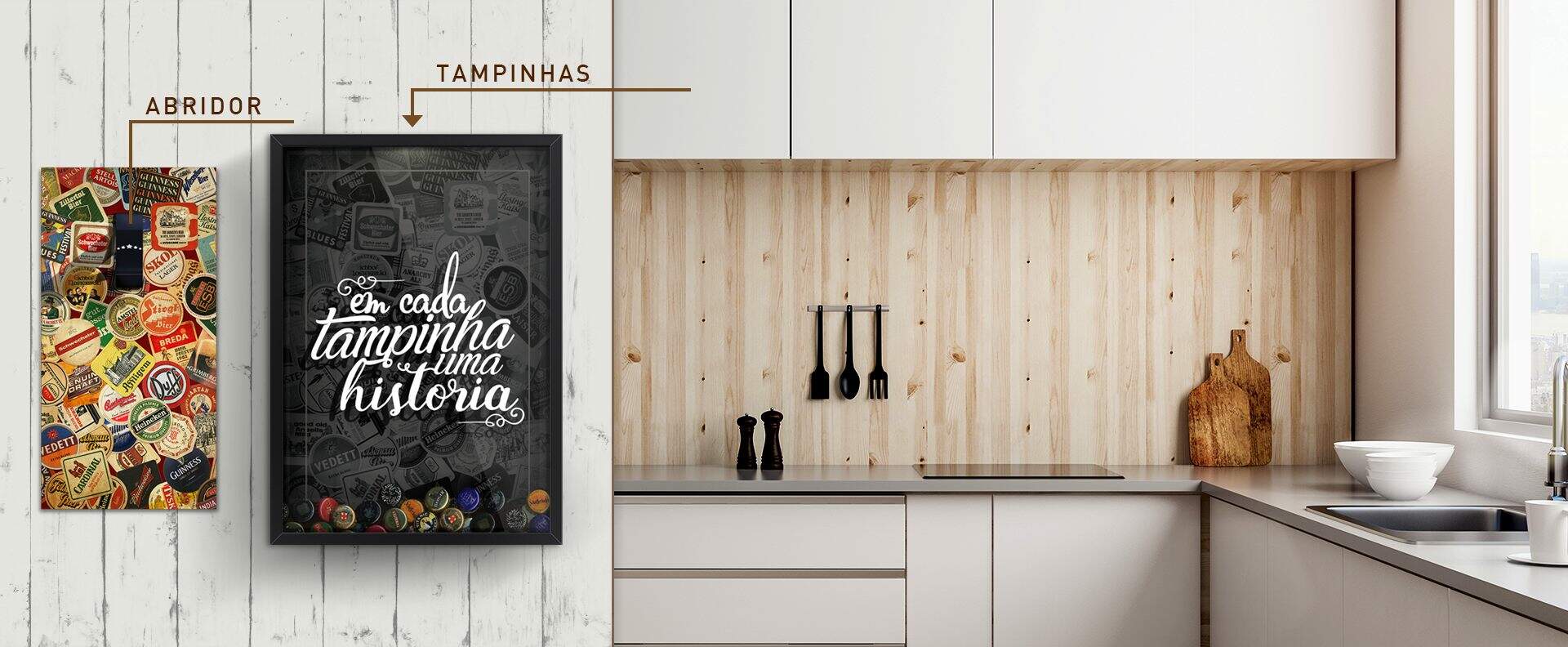 Kit Abridor + Quadro Porta Tampinha