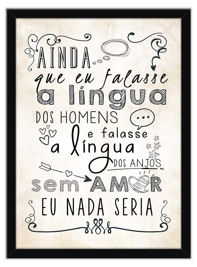 Quadro Decorativo Com Moldura Frases A Lingua Dos Homens 1.5 quadros com frases para quarto. quadro decorativo com moldura frases a lingua dos homens
