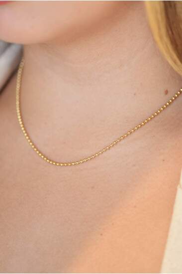Choker dourada corrente de bolinhas