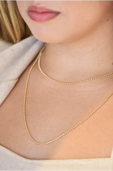 Choker dourada corrente de bolinhas