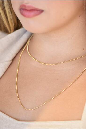 Choker dourada corrente de bolinhas