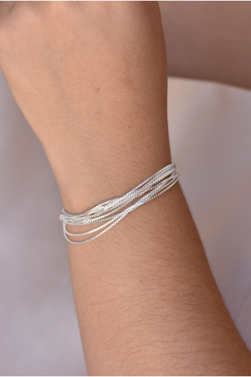 Pulseira Feminina Fios Banho Prata