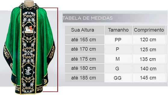 tabela de madidas da casula verde