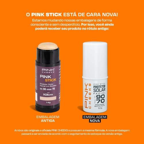 Protetor Solar Pink Stick cor 15km FPS90 FPUVA70 15,5g Pink Cheeks