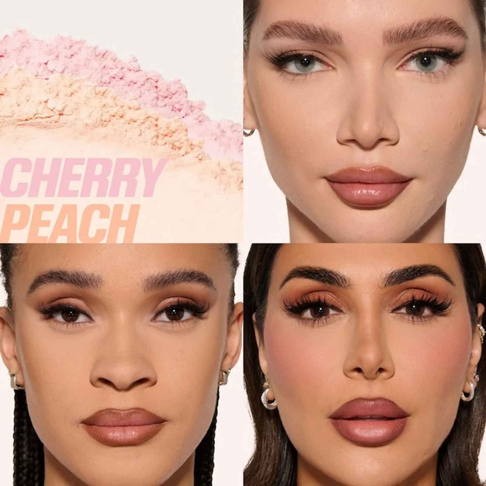 HUDA BEAUTY CHERRY PEACH パウダー Pó Easy Bake Loose Powder Brightening + Correcting Duo Cherry