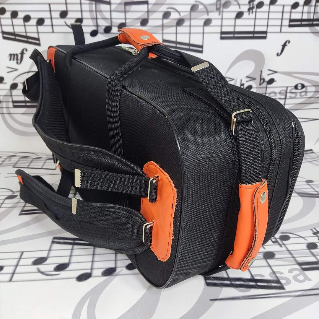 0222) Case Flugelhorn e Trompete nylon preto / detalhes em couro