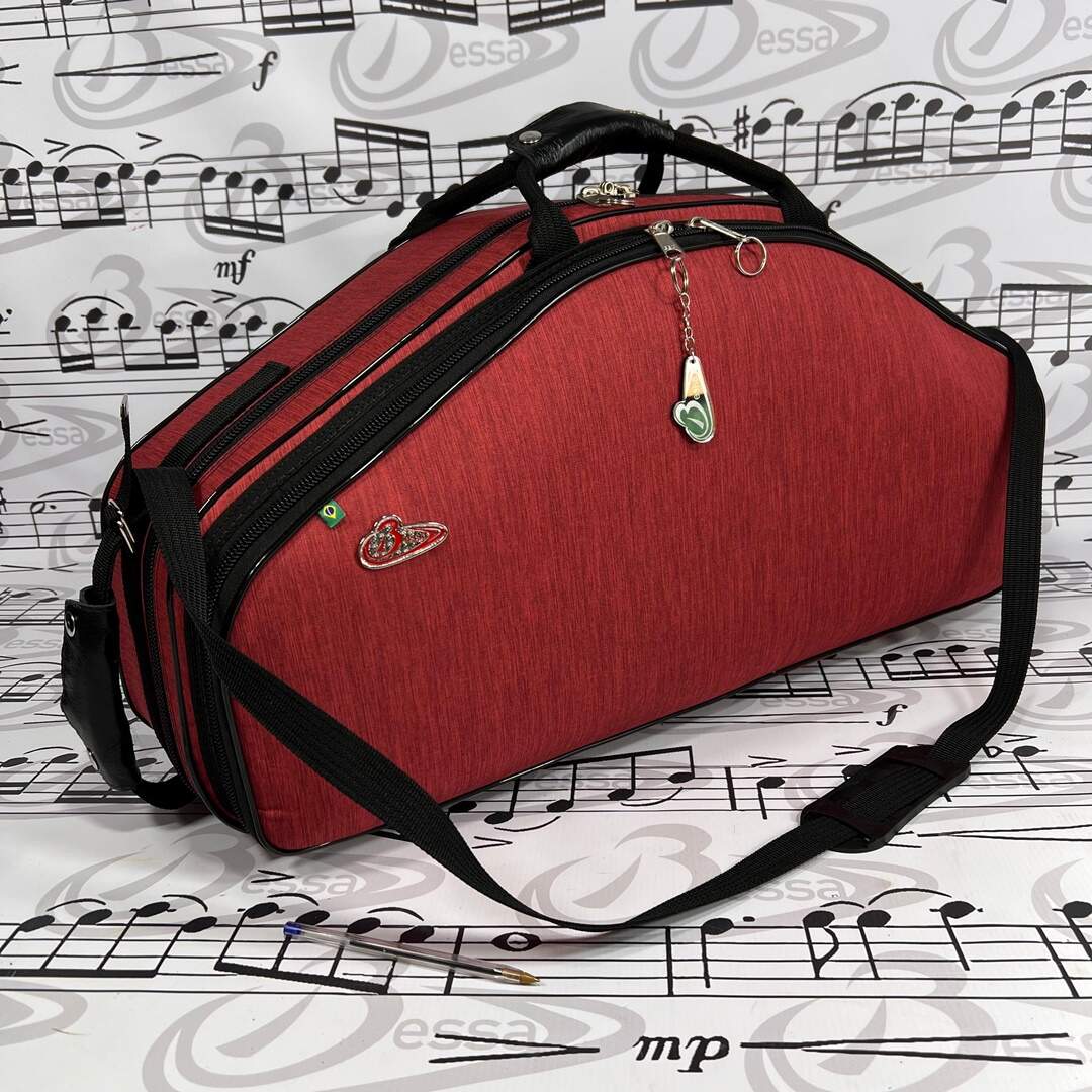 0337) Case para sax alto e soprano Nylon vermelho - Bessa , cases