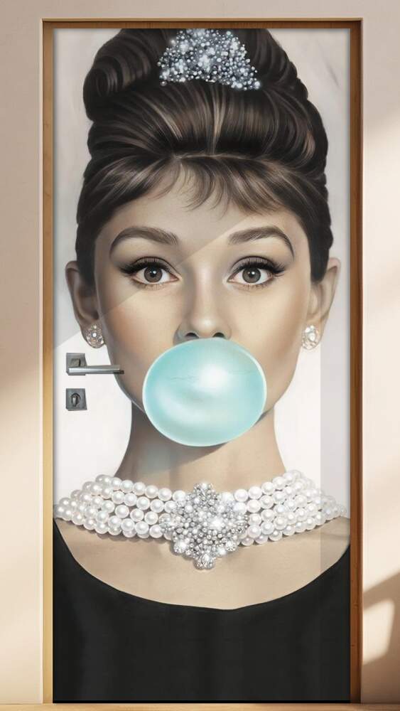 Adesivo Para Porta Audrey Hepburn Com Chiclete
