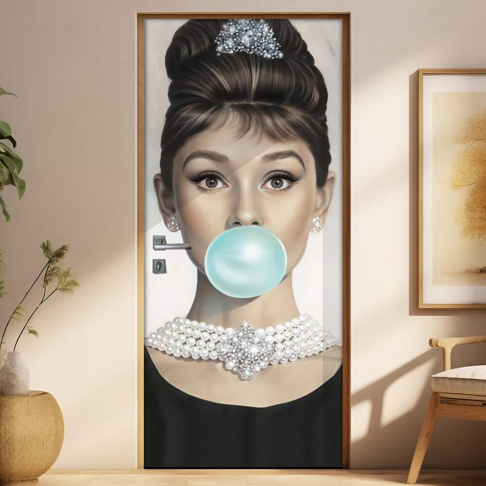 Adesivo Para Porta Audrey Hepburn Com Chiclete
