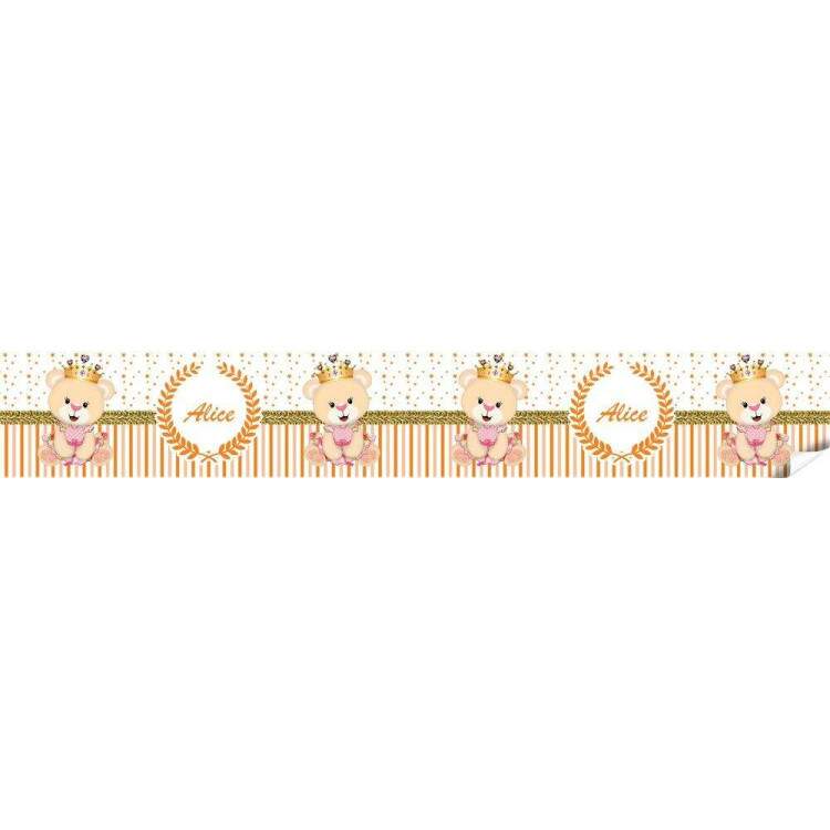 Faixa Decorativa Ursinha Princesa Laranja com Nome