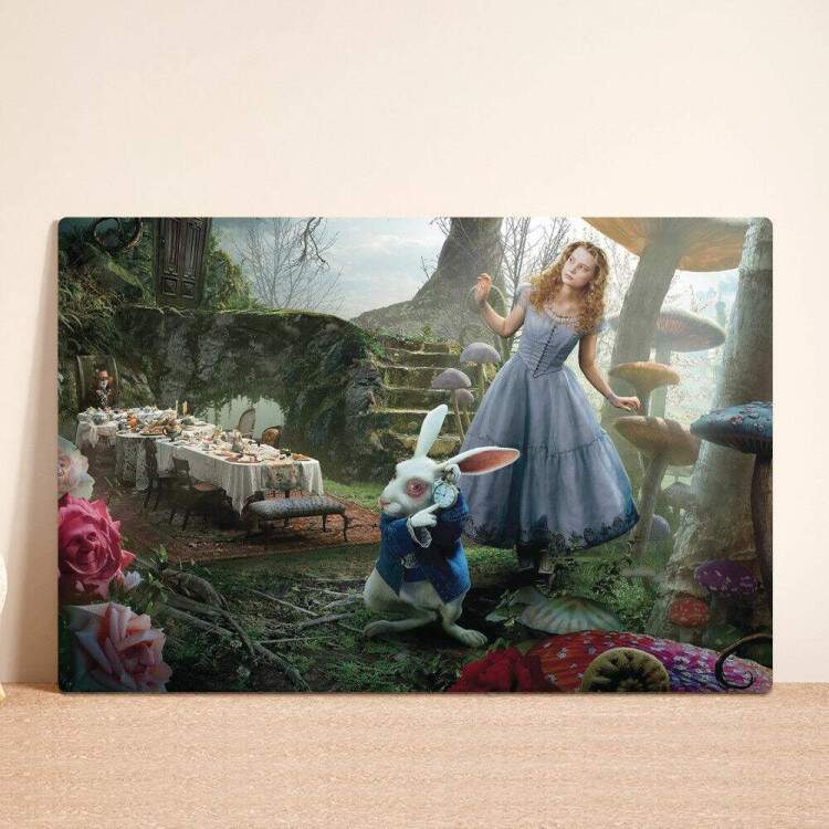 Placa decorativa Alice No Pas Das Maravilhas 2 e Coelho