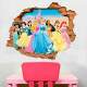 Adesivo de Parede Buraco Falso 3D Infantil Princesas