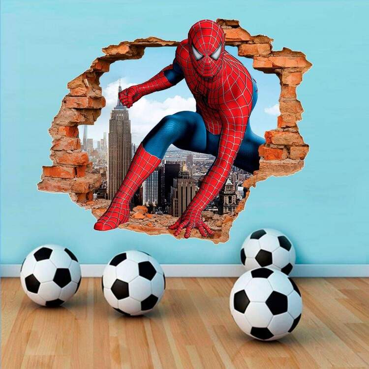 Adesivo de Parede Buraco Falso 3D Homem Aranha 03