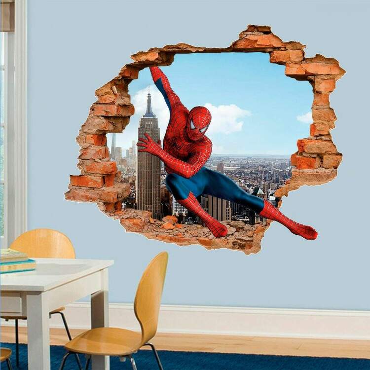 Adesivo de Parede Buraco Falso 3D Homem Aranha 07