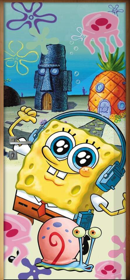 Adesivo Para Porta Bob Esponja De Walkman
