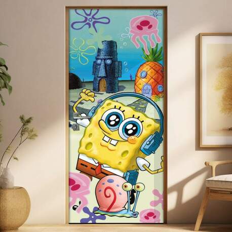 Adesivo Para Porta Bob Esponja De Walkman