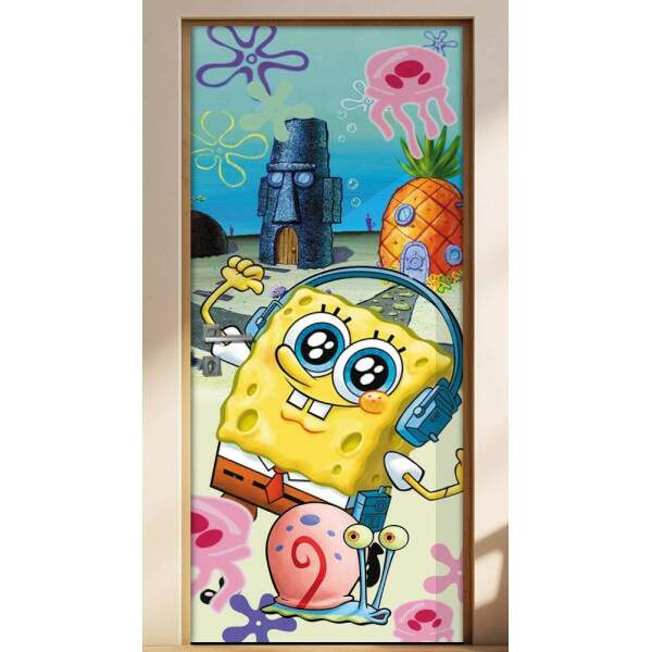Adesivo Para Porta Bob Esponja De Walkman