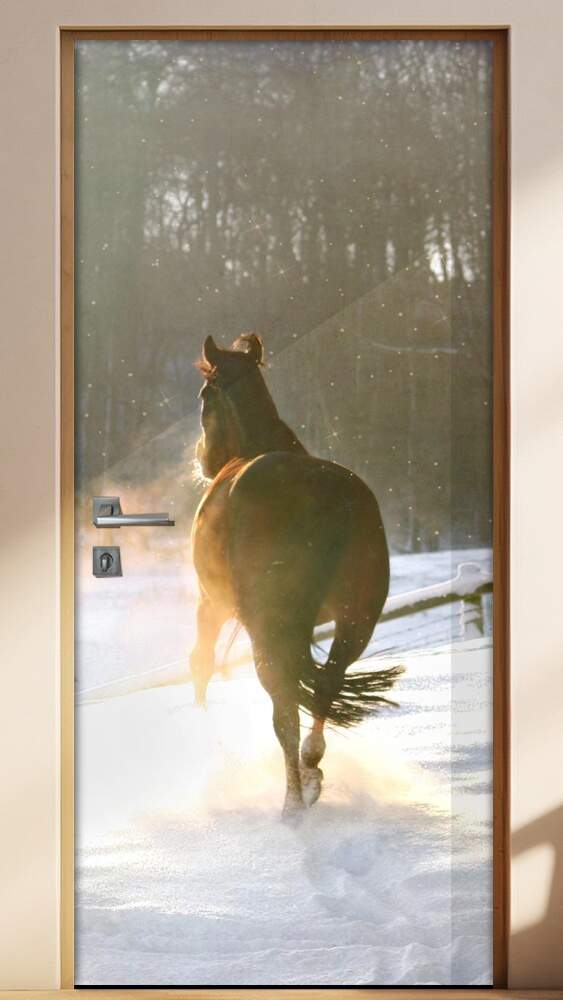 Adesivo Para Porta Cavalo Na Neve