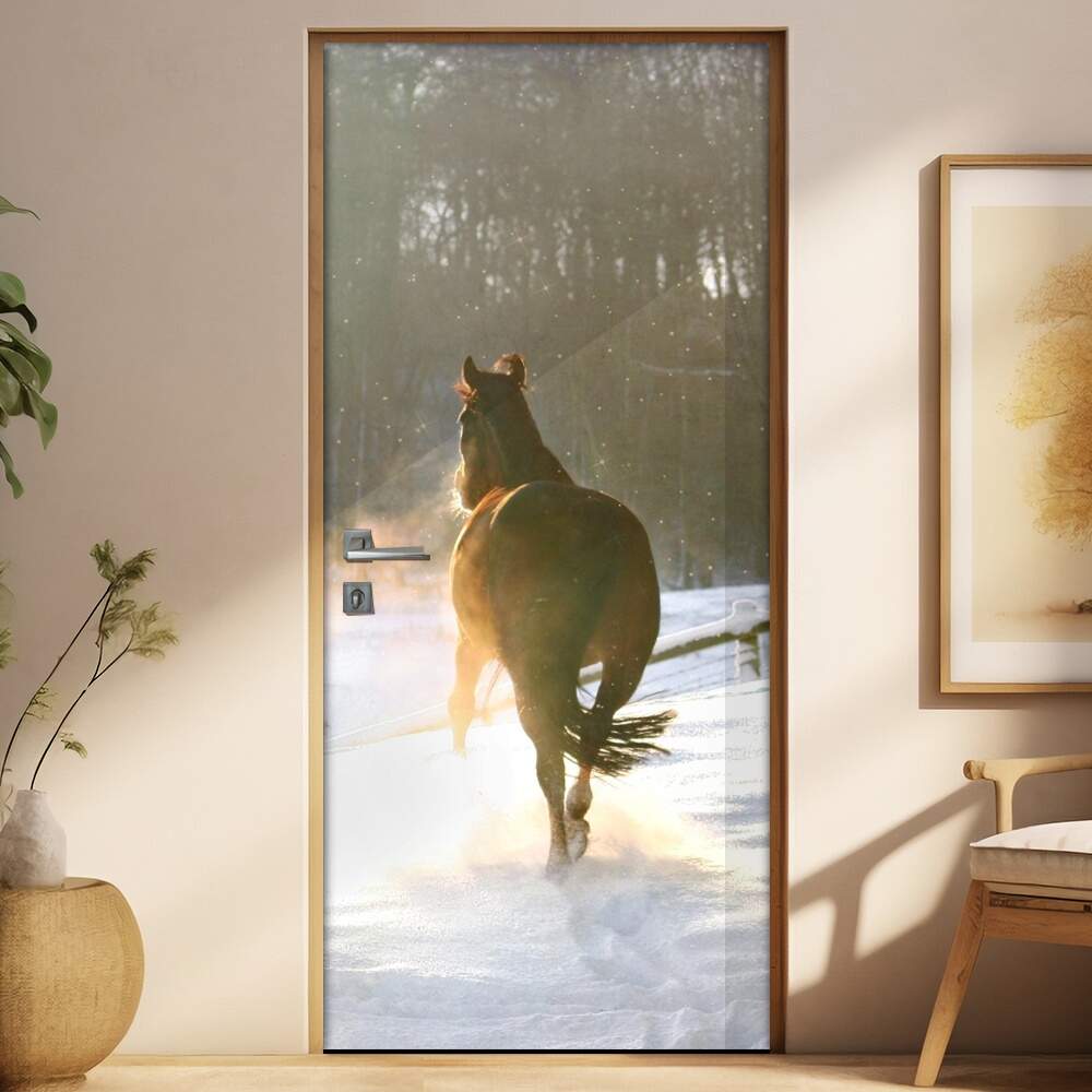 Adesivo Para Porta Cavalo Na Neve