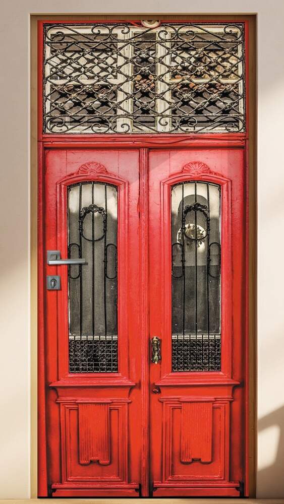 Adesivo para Porta Madeira Antiga Vermelha