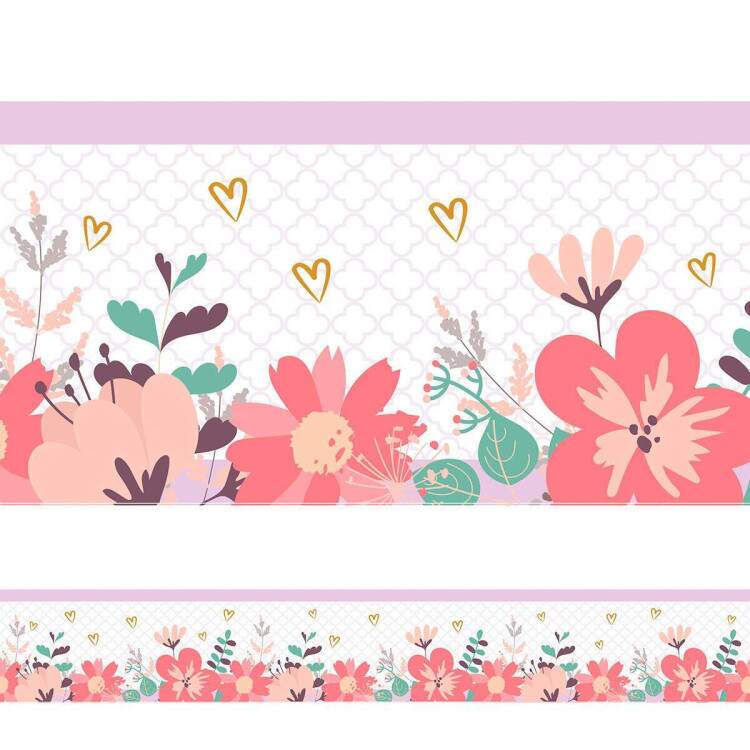 Faixa Decorativa Floral com Corao Lils