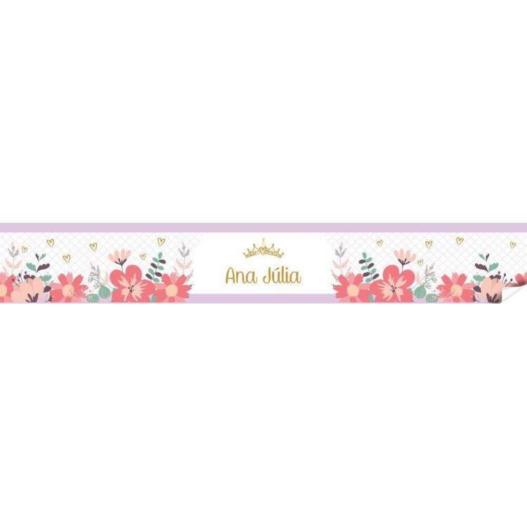 Faixa Decorativa Floral com Corao Lils com Nome