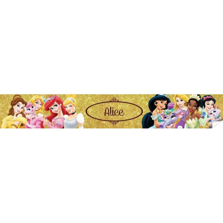 Faixa Decorativa Princesas da Disney Dourado com Nome