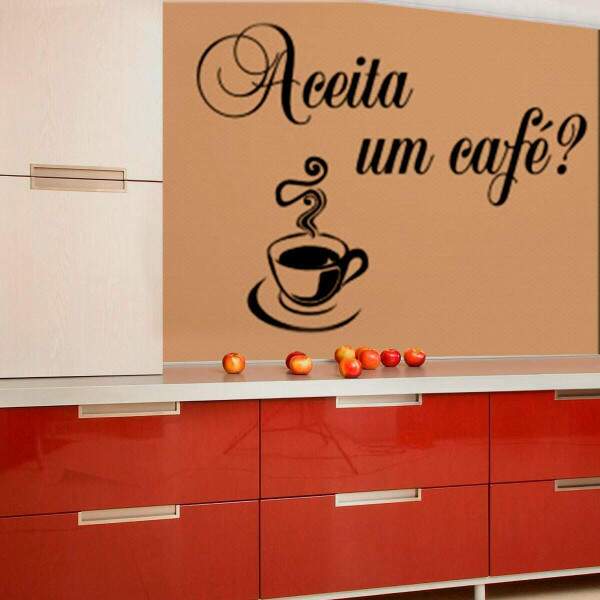 Adesivo de Parede Frase Aceita Um Caf