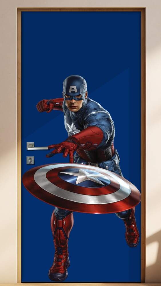 Adesivo para Porta Infantil Capit�o Am�rica Mod. 1