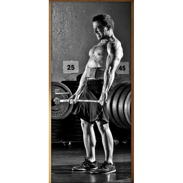Adesivo Para Porta Crossfit Homem Com Barra De Peso