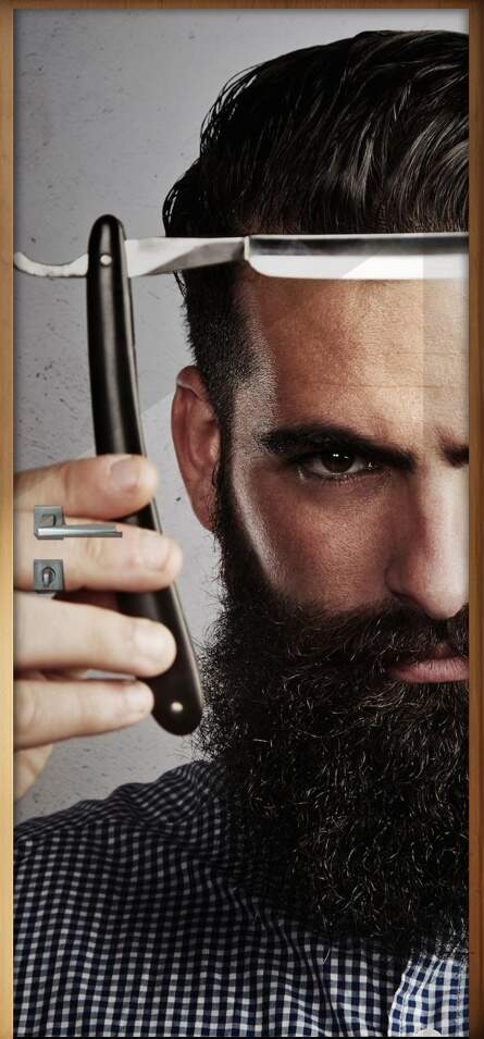 Adesivo para Porta Homem com Barba 13