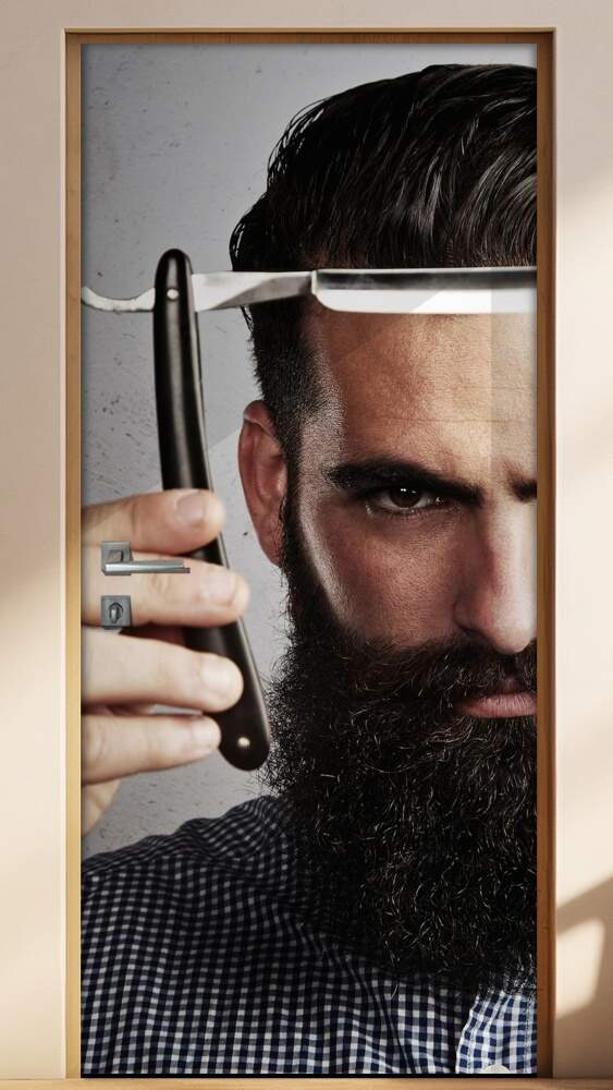 Adesivo para Porta Homem com Barba 13