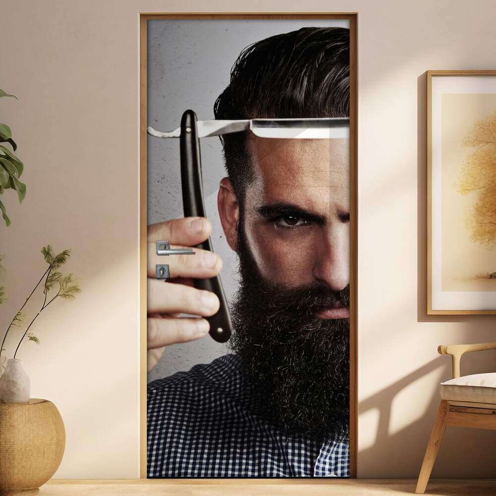 Adesivo para Porta Homem com Barba 13