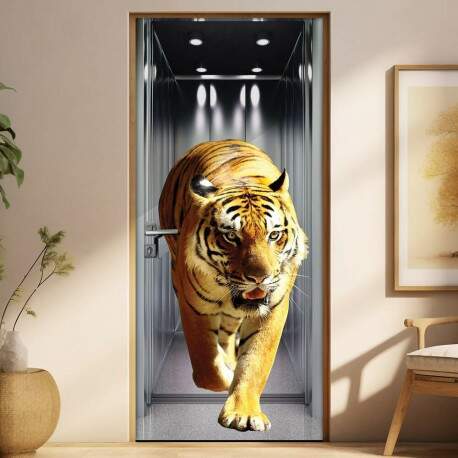 Adesivo para Porta Tigre no Elevador