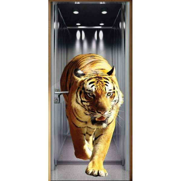 Adesivo para Porta Tigre no Elevador