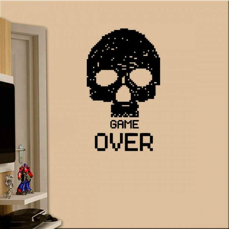 Adesivo de Parede Caveira Pixel Game Over