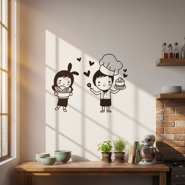 Adesivo de Parede Casal Chefe de Cozinha