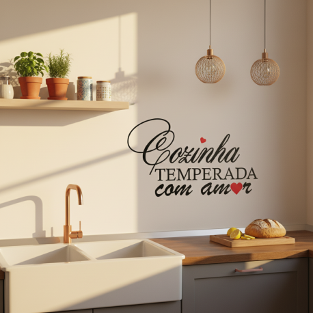 Adesivo de Parede Cozinha Temperada com Amor