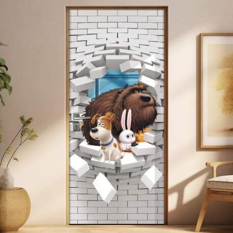 Adesivo Para Porta A Vida Secreta Dos Pets 3d