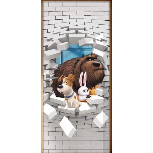 Adesivo Para Porta A Vida Secreta Dos Pets 3d