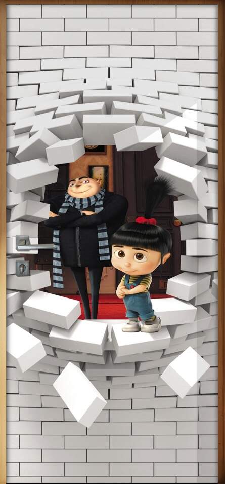 Adesivo Para Porta 3d Agnes E Gru