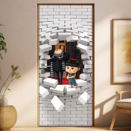Adesivo Para Porta 3d Agnes E Gru