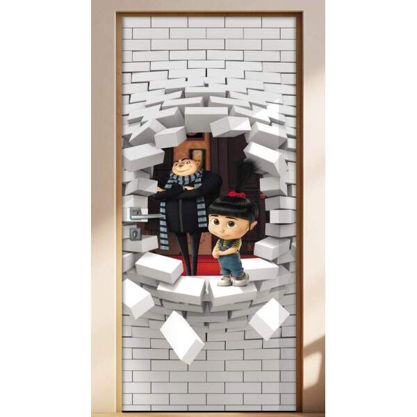 Adesivo Para Porta 3d Agnes E Gru